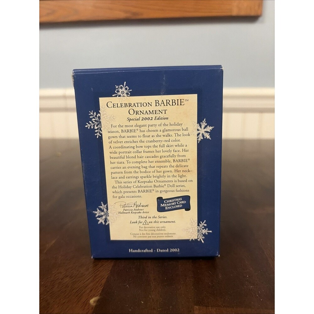 HALLMARK 2002 CELEBRATION BARBIE ORNAMENT NEW IN BOX- NEVER TAKEN OUT - Picture 2 of 4